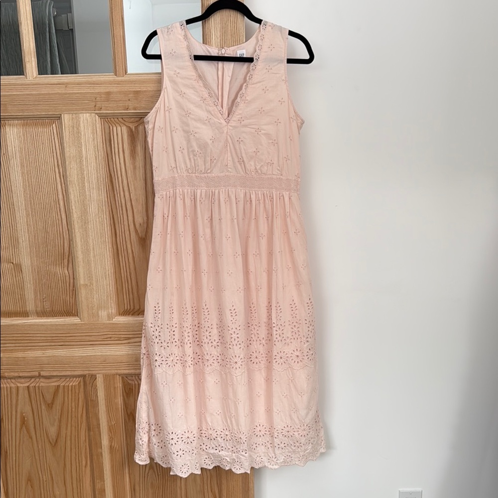 GAP Pink Sleeveless V-Neck Midi Sundress